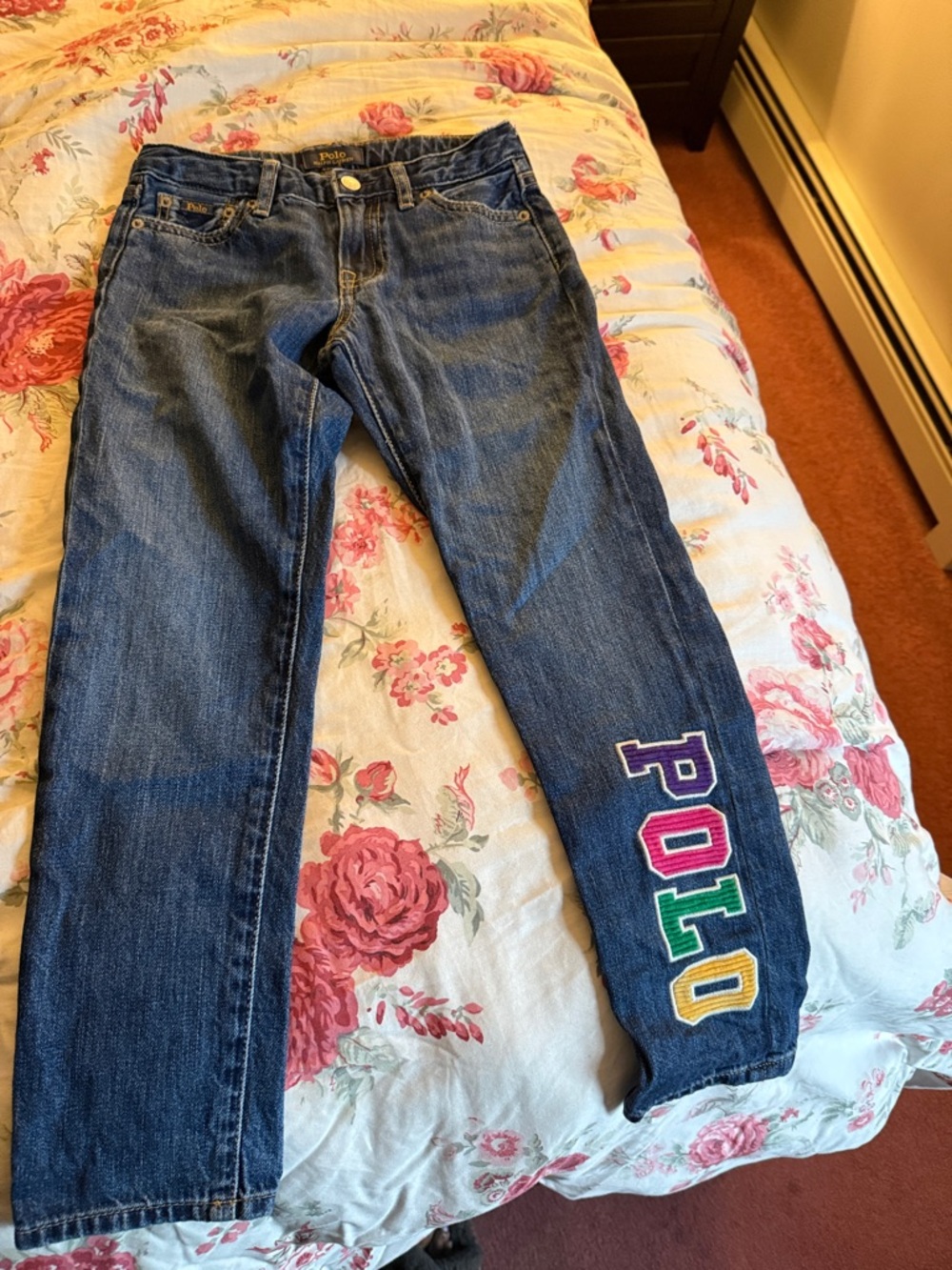 Polo by Ralph Lauren Dark Blue Straight-Leg Jeans with Colorblock 'POLO' Patch
